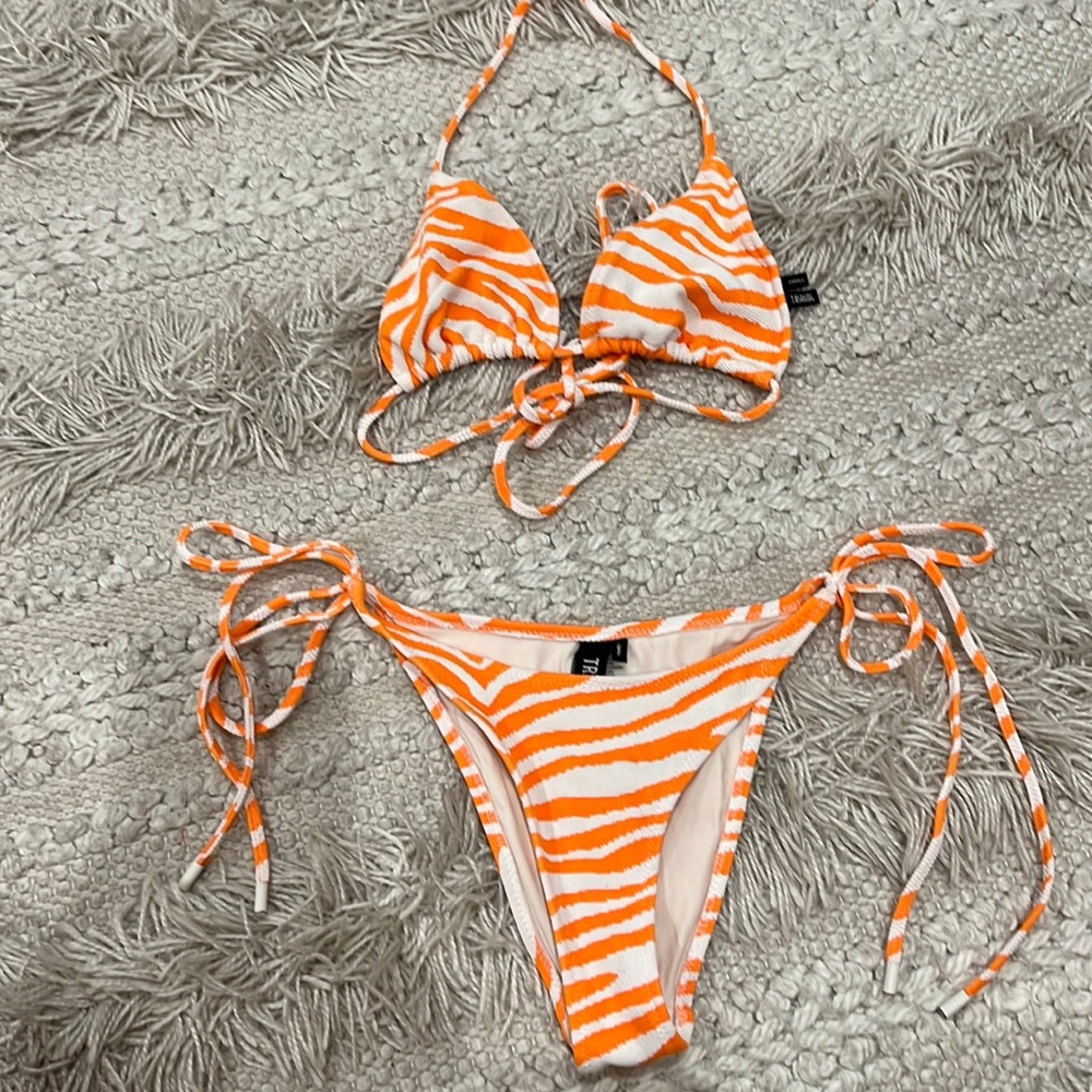 Triangl bikini set orange zebra